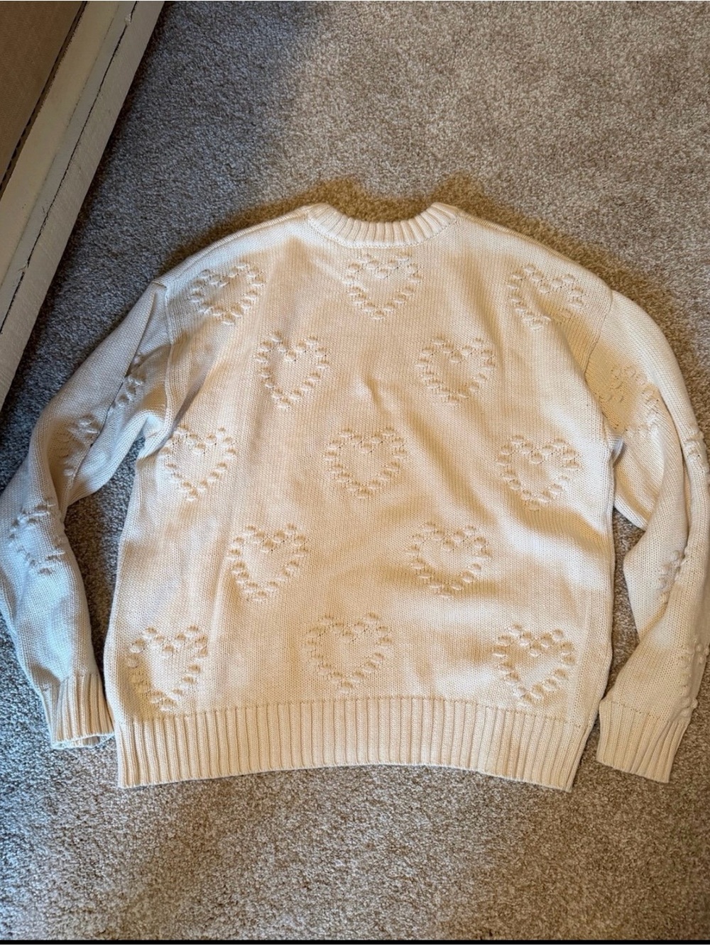 Z supply Women’s Cream Heart-Pattern Crewneck Sweater